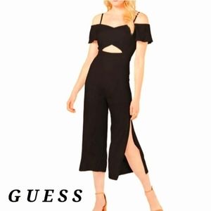 GUESS Women's Jalen Sweetheart Cropped Off Shoulder Jumpsuit TEDO-BLK Size 0 NWT